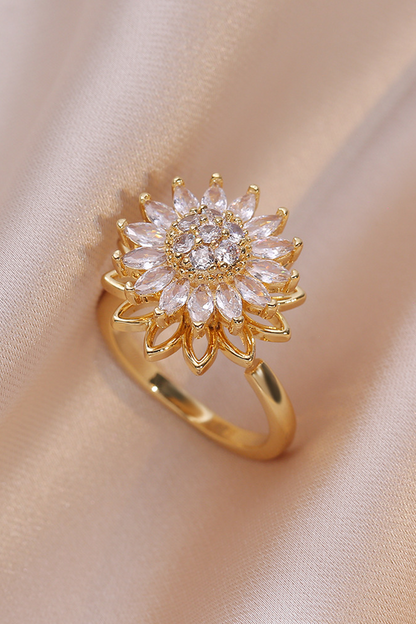Women's Sunflower Diamond Ring Rotatable - Seldom Seen Styles