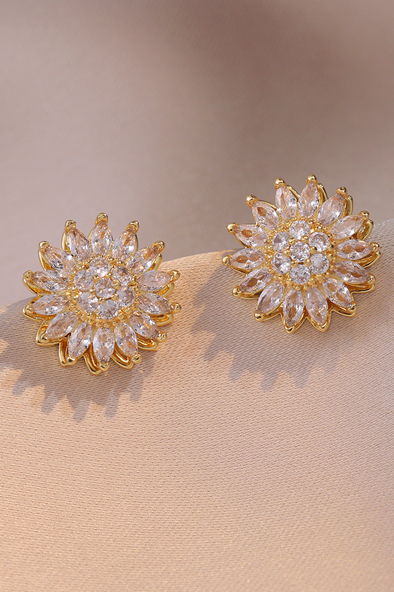 Women's Sunflower Diamond Earrings - Seldom Seen Styles