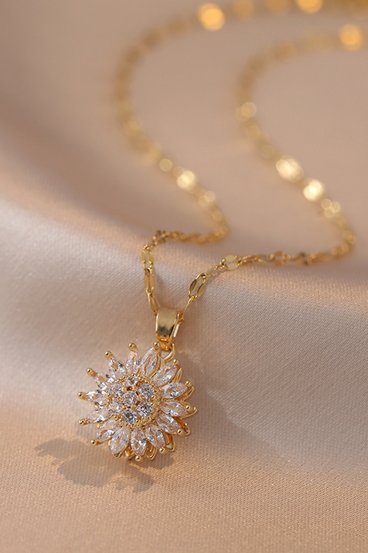 Women's Sunflower Diamond Pendant Necklace - Seldom Seen Styles