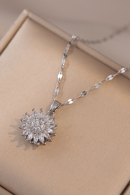Women's Sunflower Diamond Pendant Necklace - Seldom Seen Styles