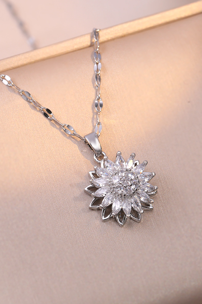 Women's Sunflower Diamond Pendant Necklace - Seldom Seen Styles