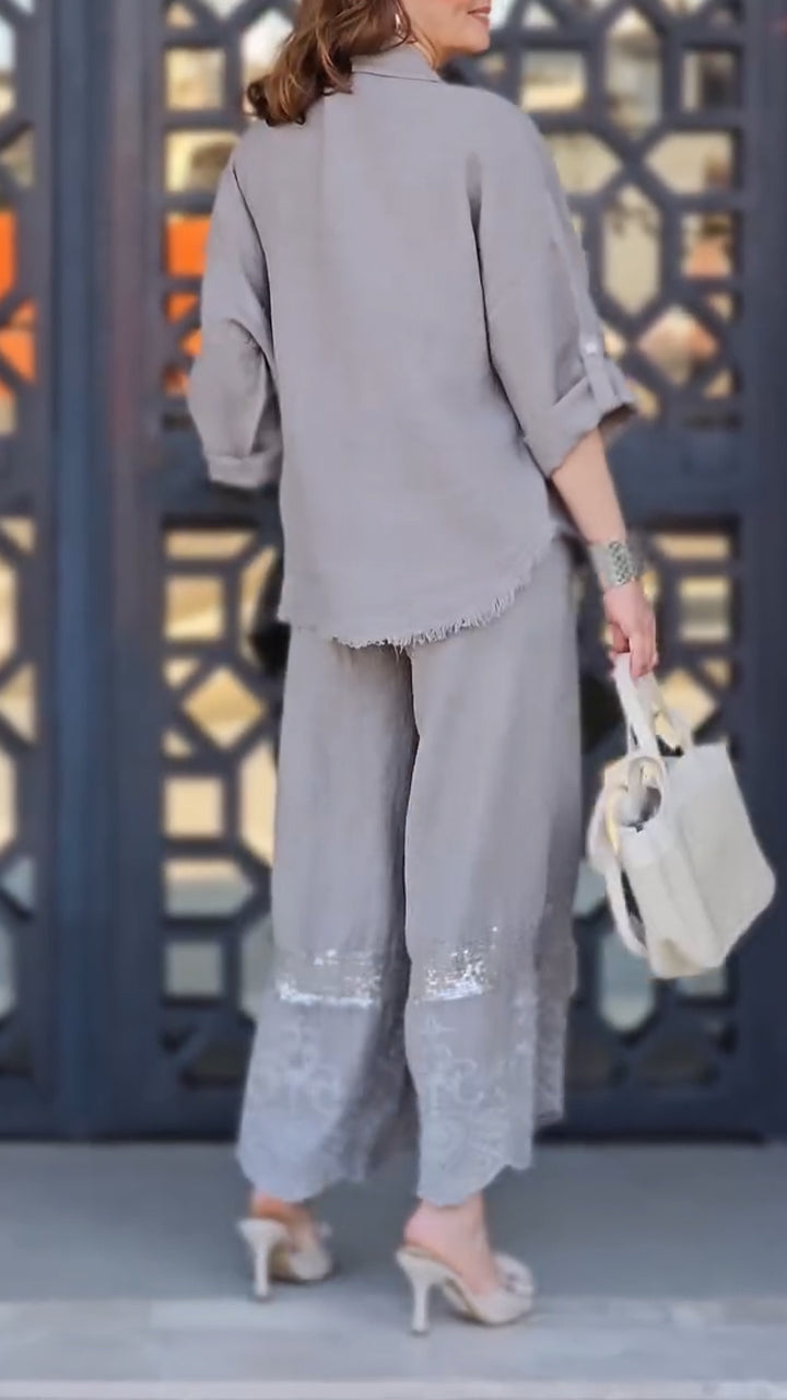 Women's Round Neck Stitching Printed Gold-stamped Commuter Suit - Seldom Seen Styles