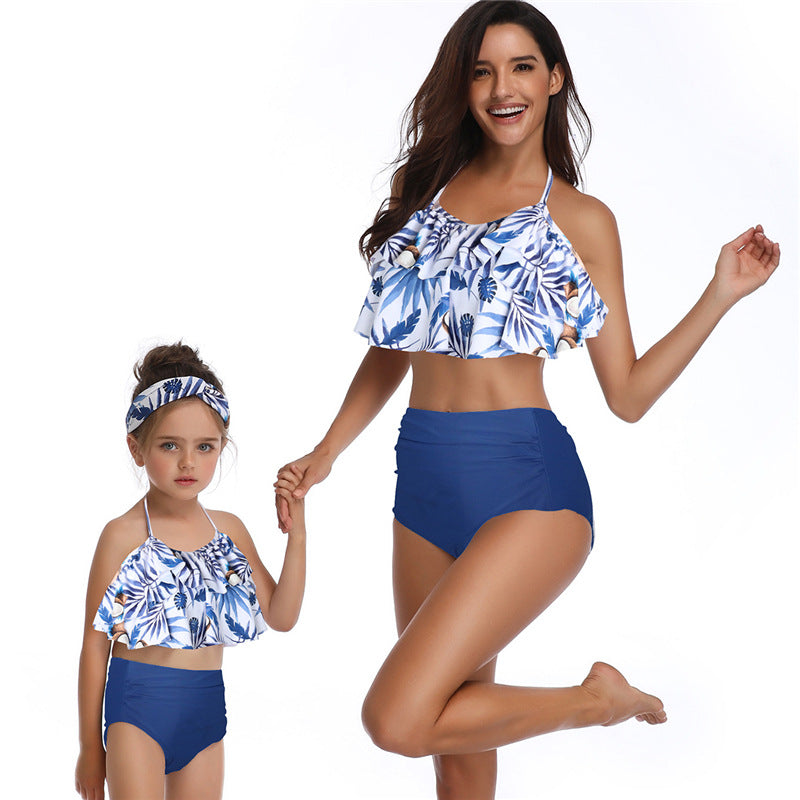 Women Two Piece Swimsuits High Waisted Bikini Teen Ruffle Tummy Control Bottoms Halter Bathing Suits