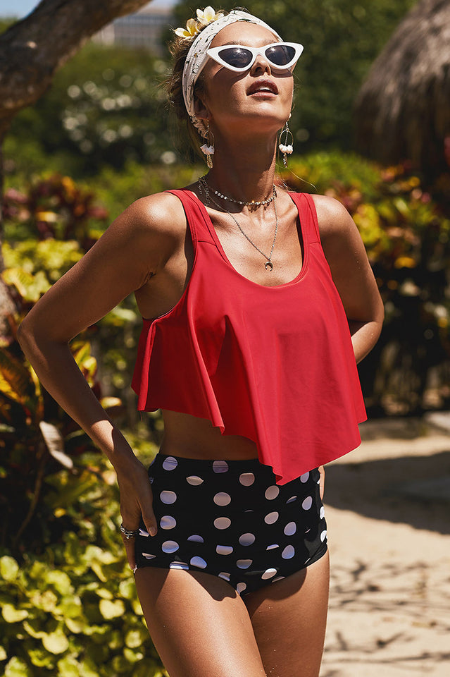 Ruffled High Waist Tankinis - Seldom Seen Styles