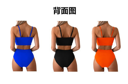 Womens Bikini Set High Waisted Swimwear Tie Knot High Rise Two Piece Swimsuits Bathing Suits