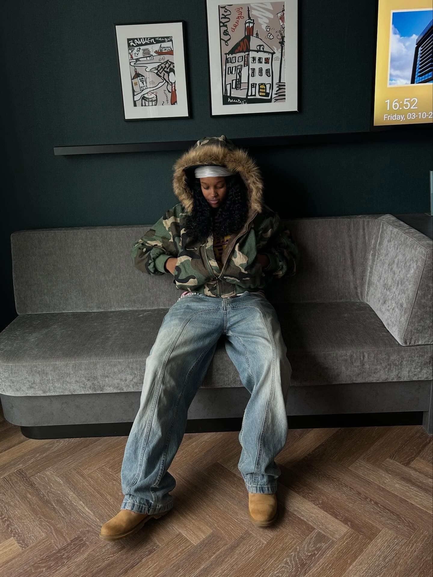 Camouflage Fur Collar Reversible Cotton Jacket - 2499 