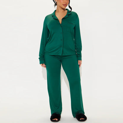 Modal Pajama Set, Long Sleeve Button Down Shirt and Pajama Pants, Sleepwear for Women - Seldom Seen Styles
