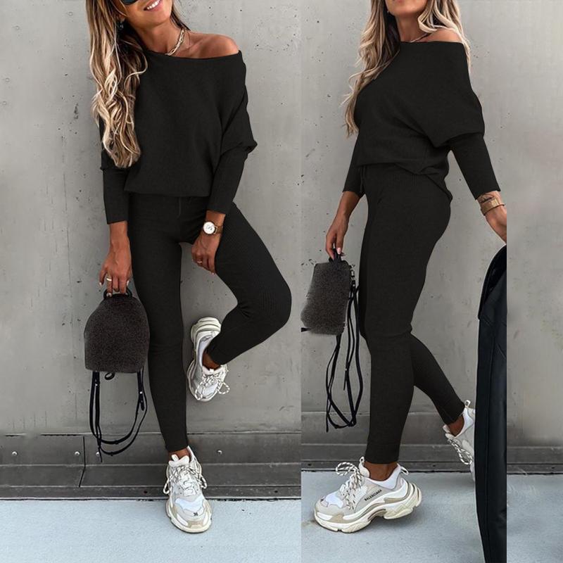 2025 FW ChicMe Women's 2 Piece Lounge Outfit Long Sleeve Pullover Tops Drawstring High Waisted Pants Set Tracksuit Round Neck Pre-Fall Sweatpants Sets - Seldom Seen Styles