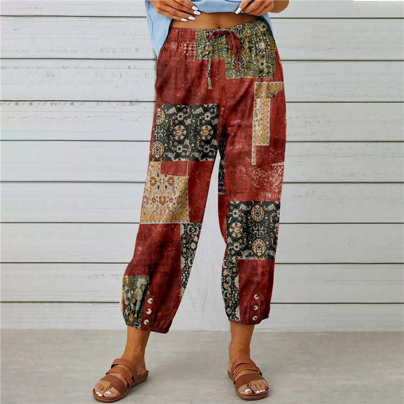 Women's Casual Lantern Tapered Harem Pants Loose Fit Style Flax Ankle Trousers Summer Baggy Slacks with Pocket - Seldom Seen Styles