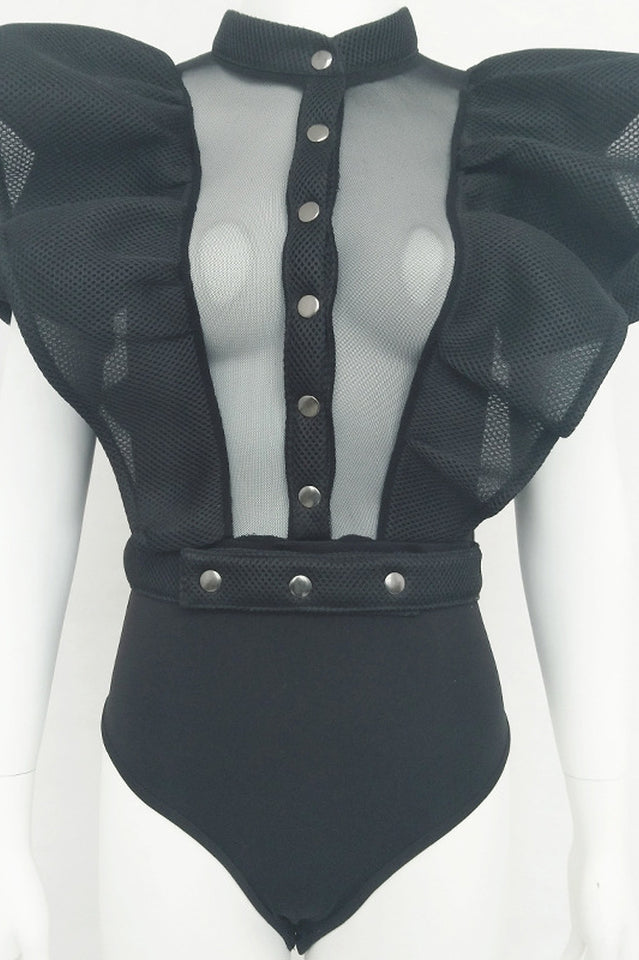 Goth Sissy Party Ruffle Bodysuit - Seldom Seen Styles