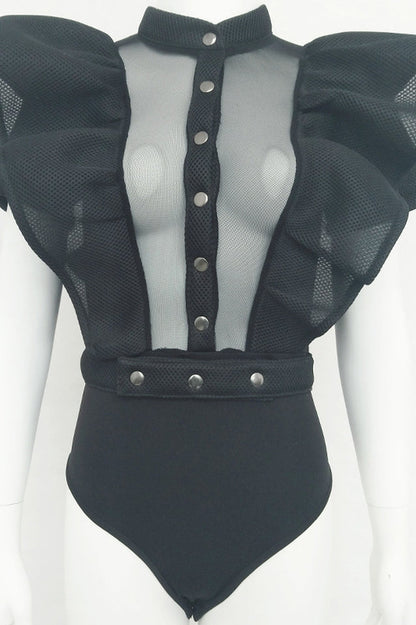 Goth Sissy Party Ruffle Bodysuit - Seldom Seen Styles