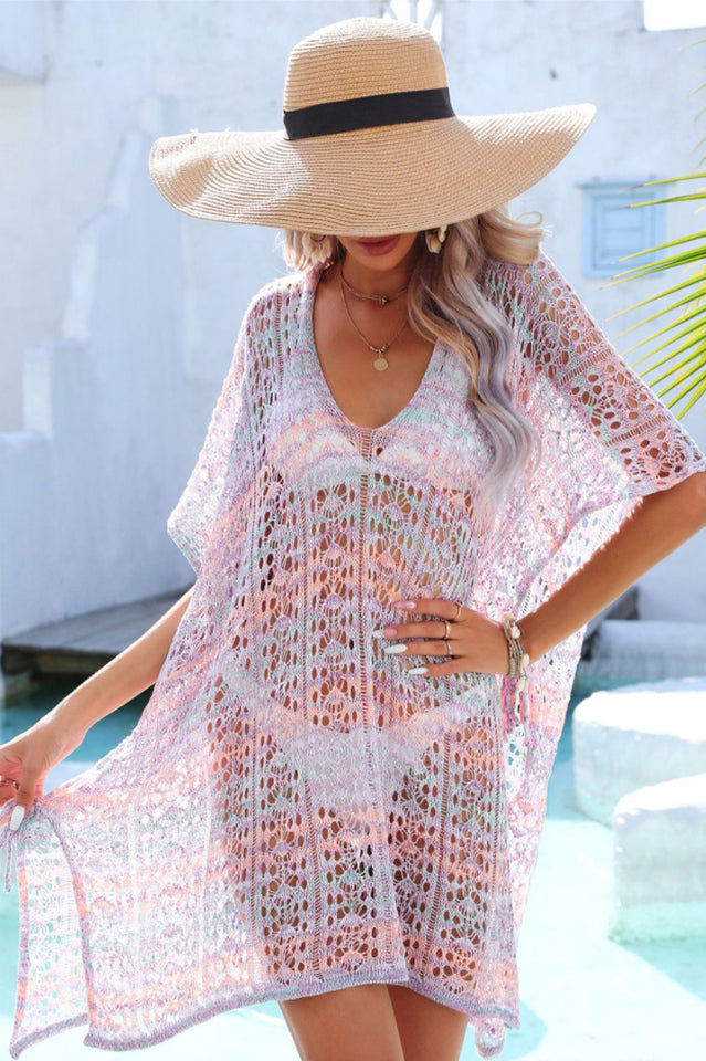 Side Slit Plunge Openwork Cover-Up - Seldom Seen Styles