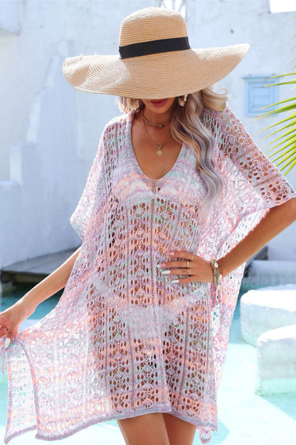 Side Slit Plunge Openwork Cover-Up - Seldom Seen Styles