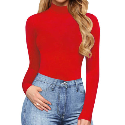 Women's Sexy Square Neck Bodysuit Long Sleeve Double Lined Shirt Tops