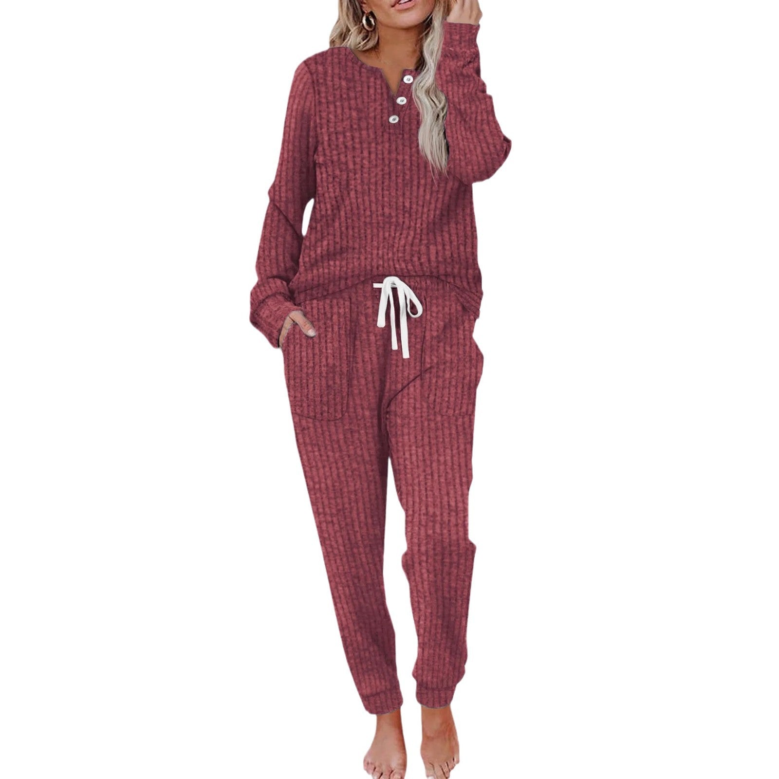 Two Piece Outfits for Women Lounge Sets Button Down Sweatshirt Sweatpants Sweatsuits Set with Pockets - Seldom Seen Styles