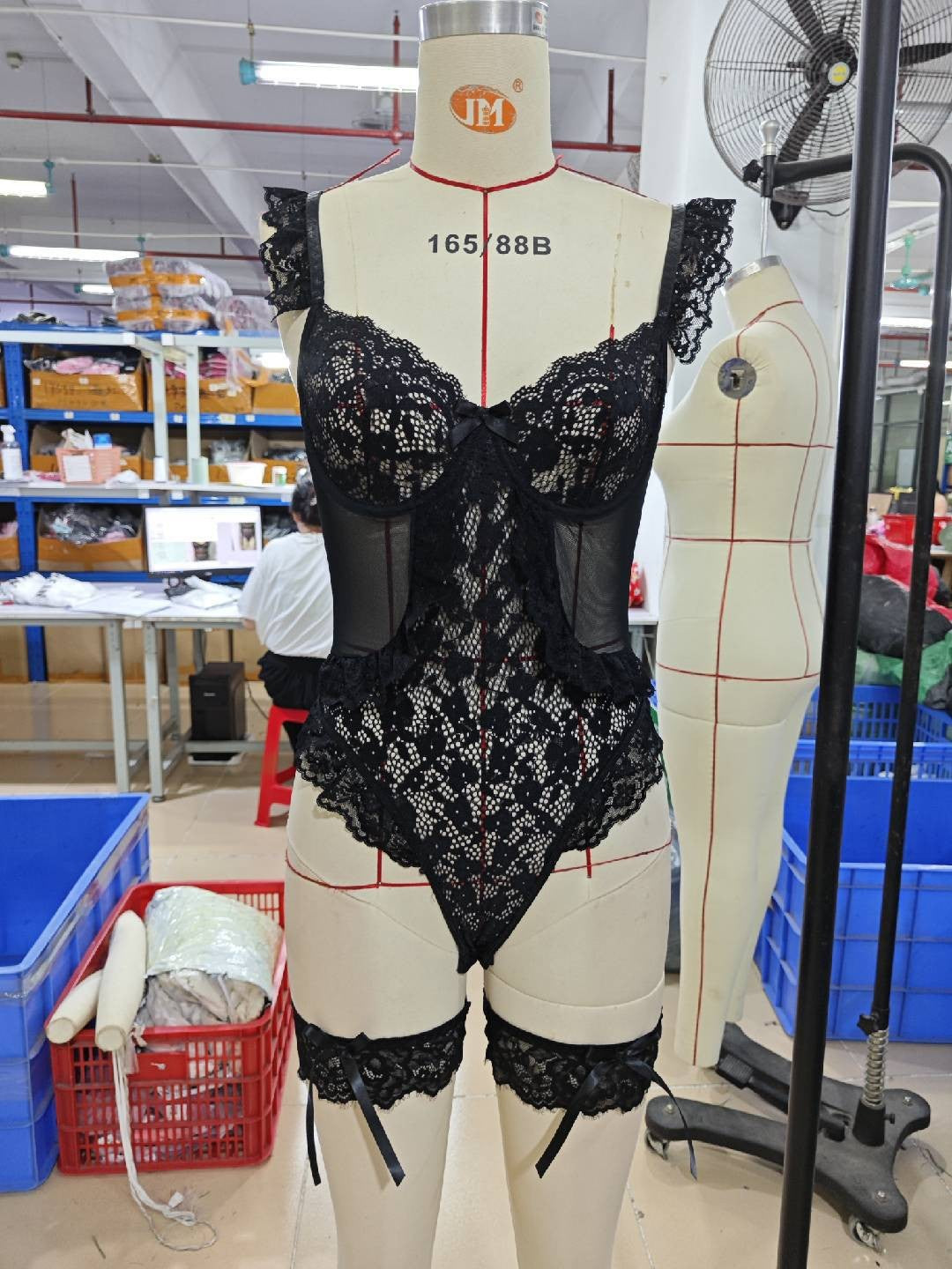 Women Sexy Lingerie Bodysuit Floral Lace Teddy Babydoll Snap Crotch Ruffle One Piece with Thigh Bands - Seldom Seen Styles