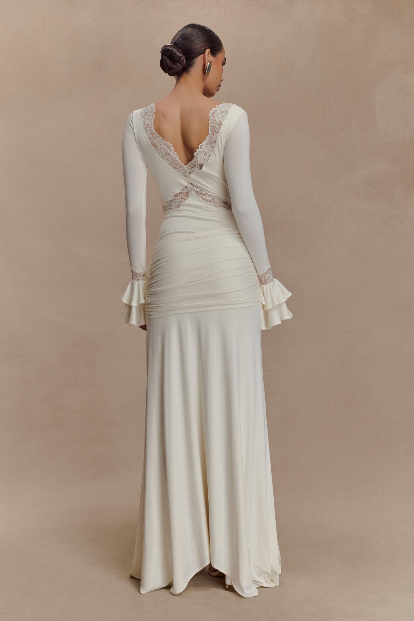 Electra Slinky Lace Maxi Dress - Ivory - Seldom Seen Styles