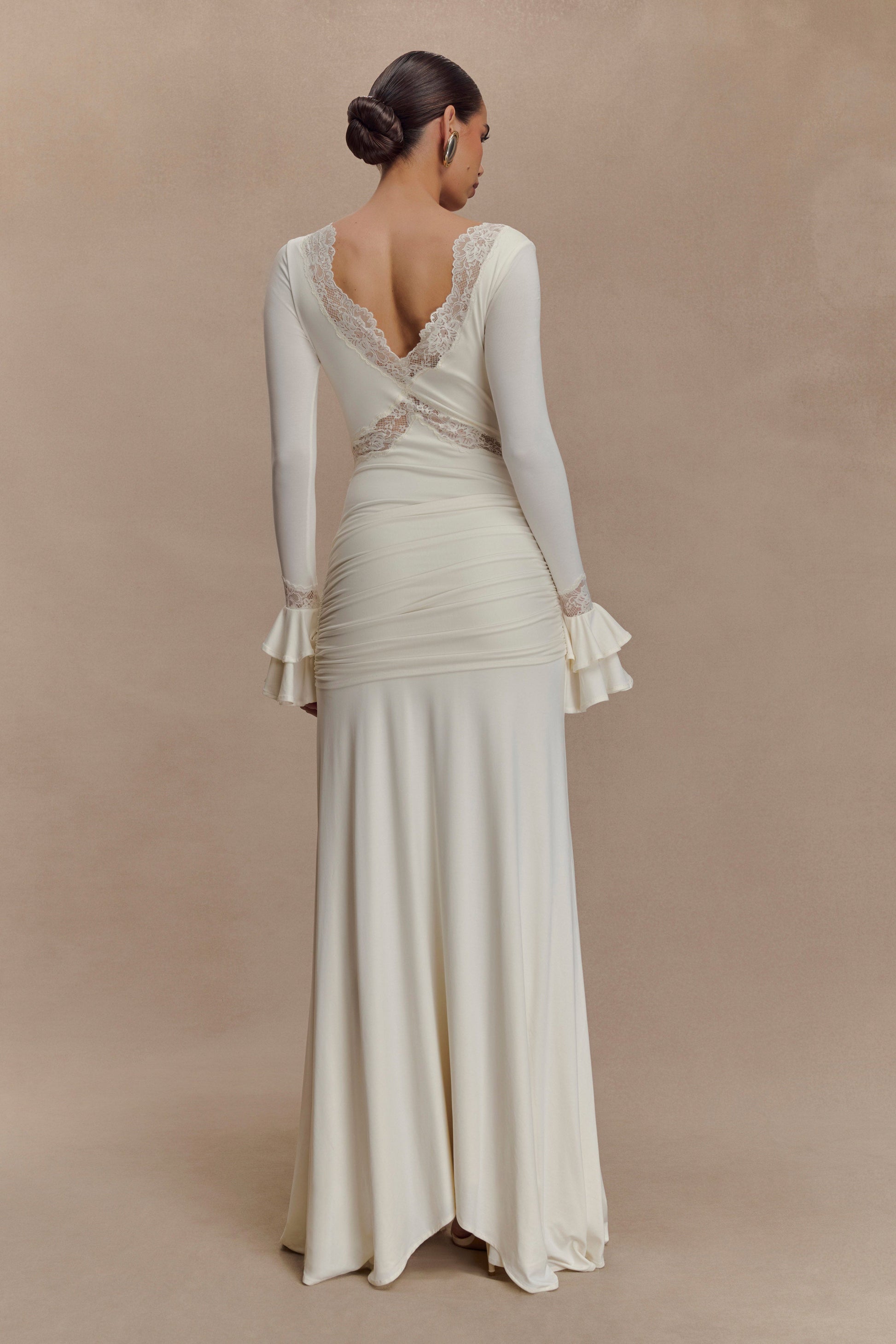 Electra Slinky Lace Maxi Dress - Ivory - Seldom Seen Styles