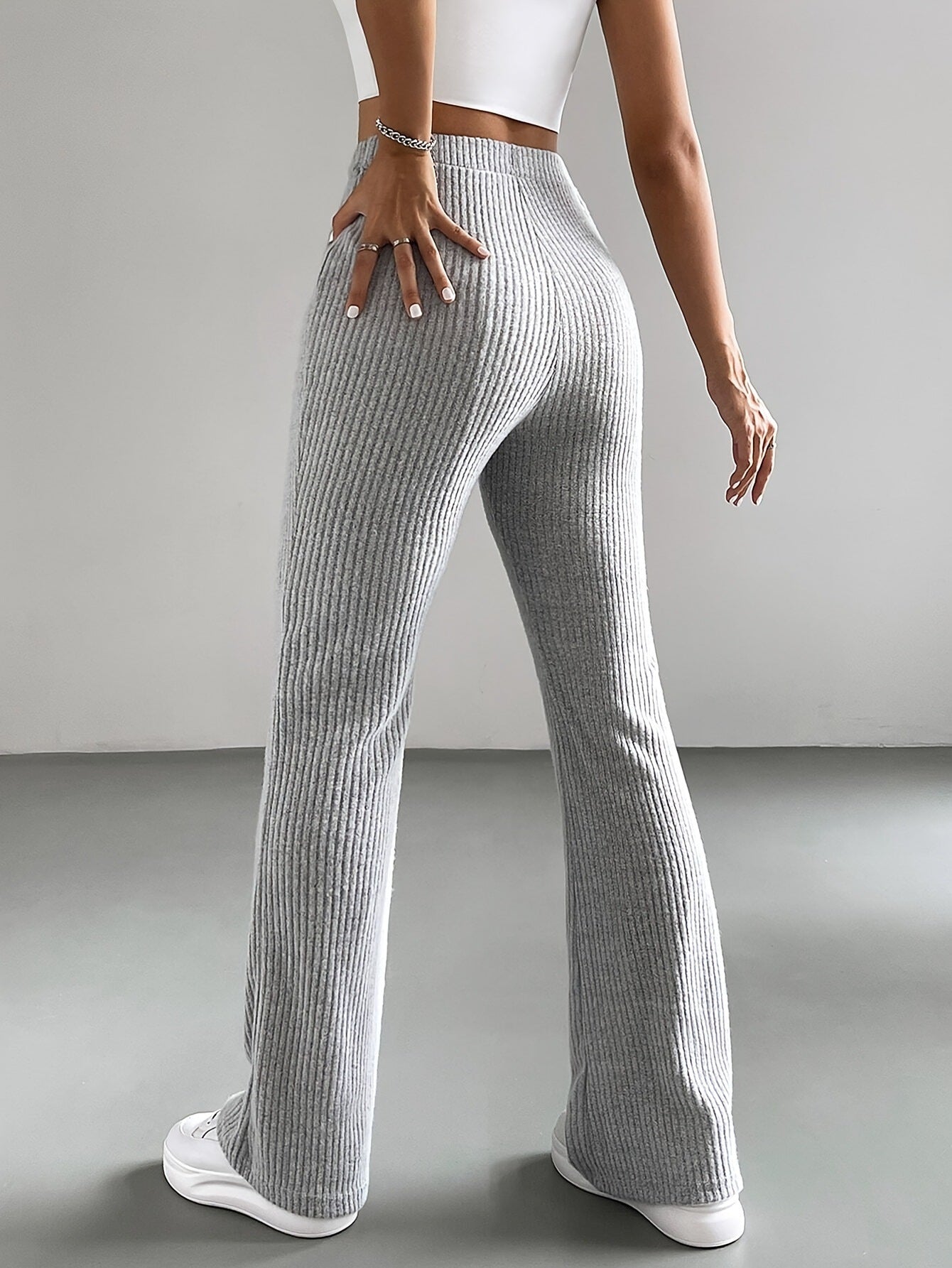Women's Solid Color Casual Rib Knit All-Match Slim Pants - Seldom Seen Styles
