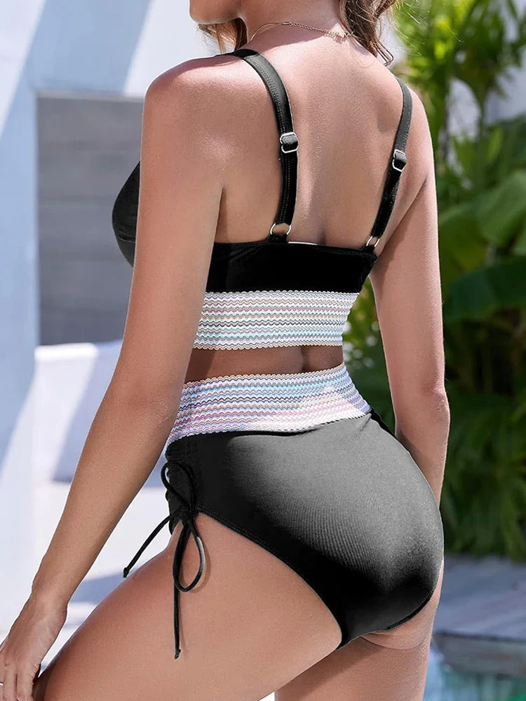 Flattering Deep V High-Waist Bikini