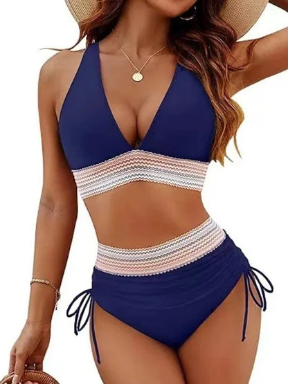 Flattering Deep V High-Waist Bikini