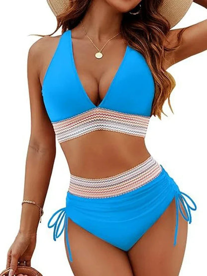 Flattering Deep V High-Waist Bikini