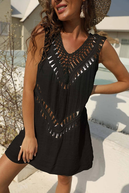 Openwork Sleeveless Cover-Up Dress - Seldom Seen Styles