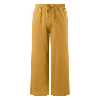 Women's Linen Summer Palazzo Pants Flowy Wide Leg Beach Pants with Pockets - Seldom Seen Styles