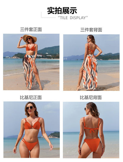 Swimsuit for Women2024New Style European and American Bikini Long Pants Three-Piece Swimsuit