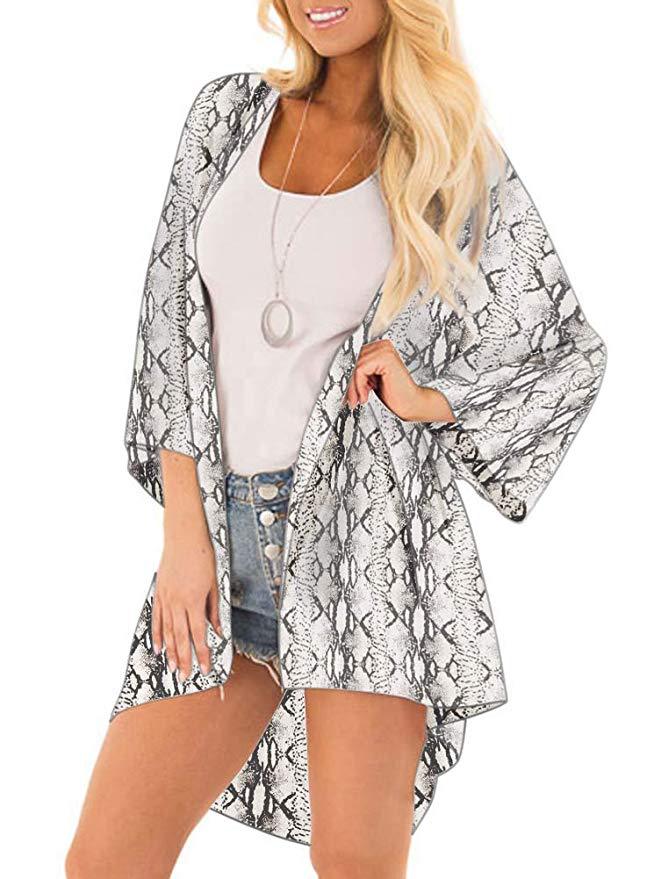 Women's Beach Cover up Swimsuit Kimono with Bohemian Floral Print, Loose Casual Resort Wear - Seldom Seen Styles