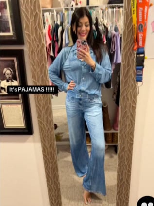 🌙 Denim Dreams Pajama Set – Cozy Fit, Soft Denim-Look Loungewear for All Night Comfort 🌟