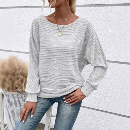 Soft pure color long sleeve sweater，Equipped with batwing sleeves，Suitable for women to wear - Seldom Seen Styles