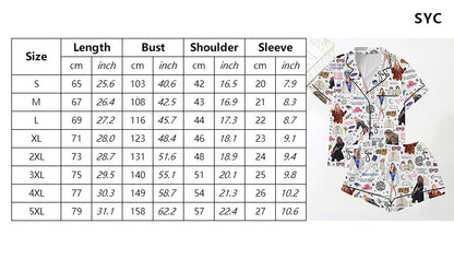 Moon Princess Sailor Guardians Wand Satin Pajama Set For Women Print Comfy Satin Sleepwear & Loungewear Pjs Printing Silky Top & Bottoms - SHESHOW