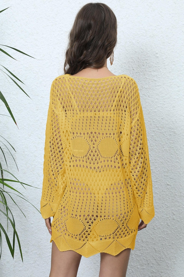 Long Sleeve Hollow Out Cover Up - Seldom Seen Styles