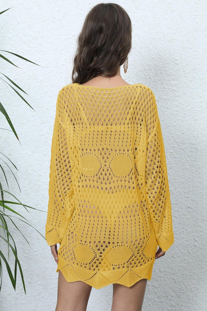 Long Sleeve Hollow Out Cover Up - Seldom Seen Styles