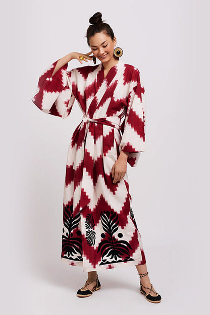 Brigitte One Of A Kind Ikat Maxi Kimono - Seldom Seen Styles