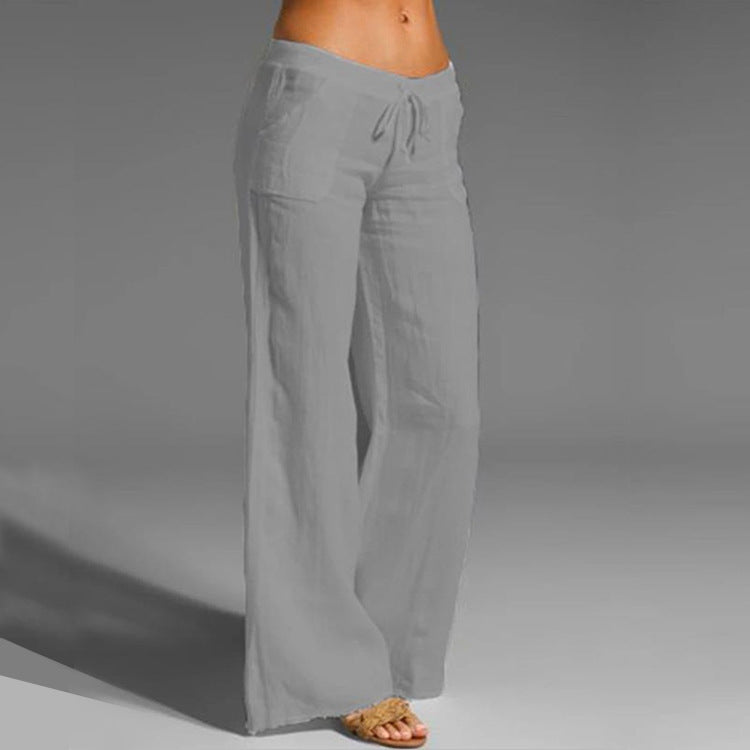 Ladies retro linen trousers casual elastic pants - Seldom Seen Styles