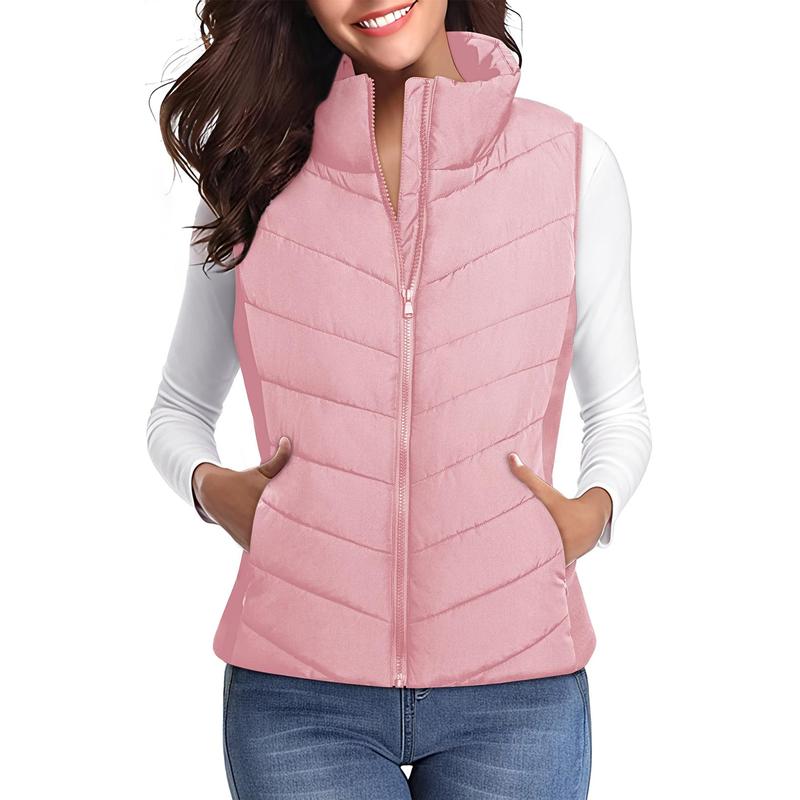Puffer Vest Women Sleeveless Zip Up Outerwear Stand Collar Quilted Vest Warm Winter Jackets Coats with Pocket - Seldom Seen Styles