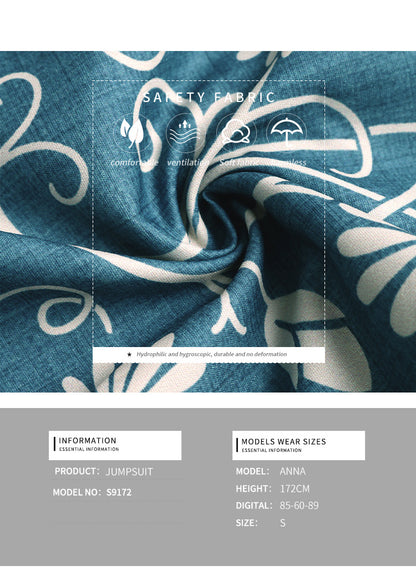 Women's Cute Daisy Floral Wide Leg Baggy Jumpsuit Rompers Cap Short Sleeve Loose Comfy Overalls Pants