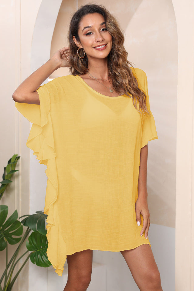 Ruffle Loose Beach Cover Up Dress - Seldom Seen Styles