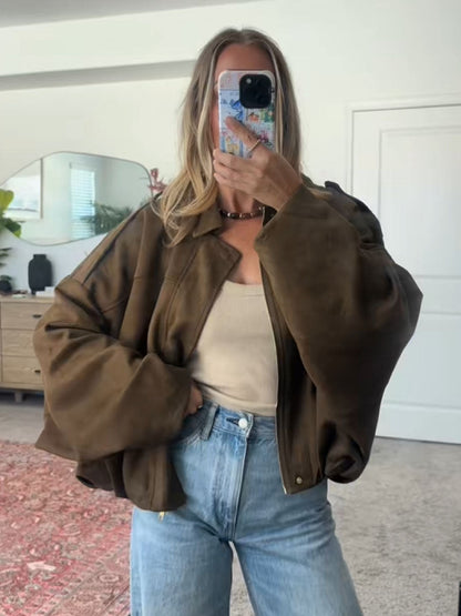 Cozy Touch Oversized Bomber Jacket