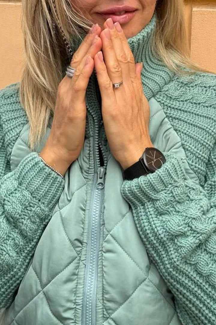 Women's Casual Solid Color Knitted Patchwork Zipped Jacket - Seldom Seen Styles