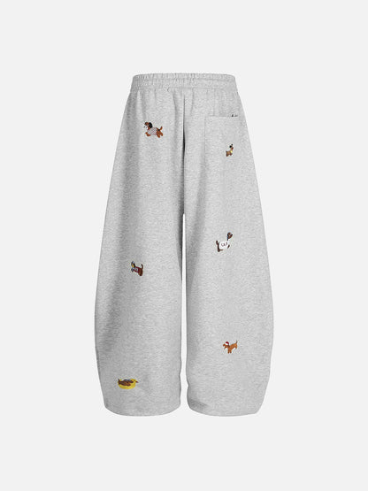 Embroidery Puppy Baggy Barrel Sweatpants