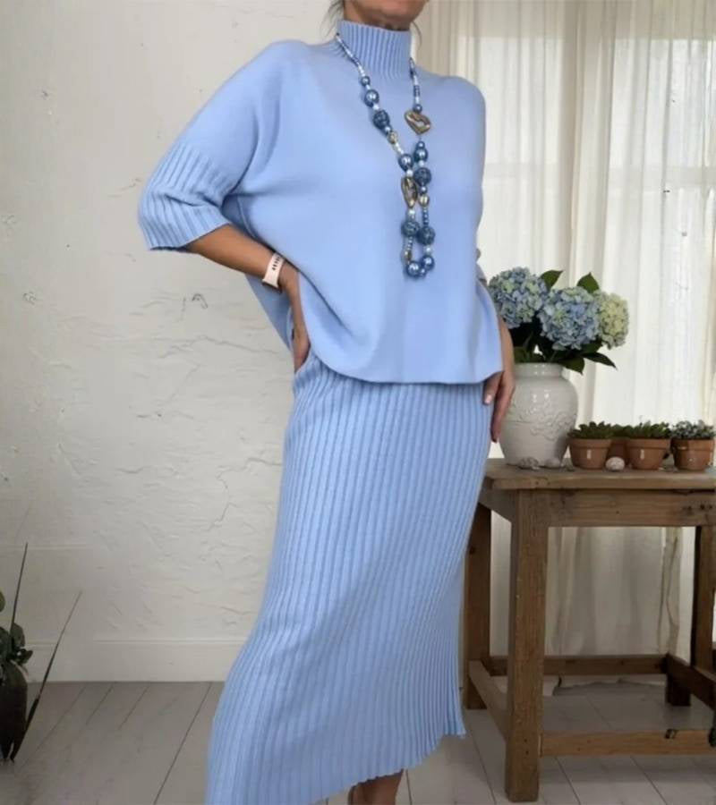 Debora | Completo in Maglia con Gonna a Coste