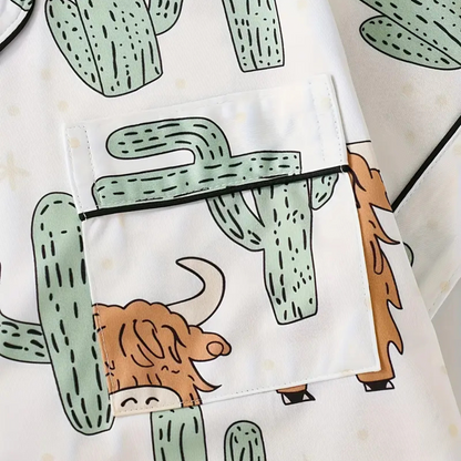 Women’s Silk Satin Pajama Set, Short Sleeve Button Down 2 Piece PJs with Shorts, Cozy Loungewear & Matching Holiday Pajamas - Seldom Seen Styles