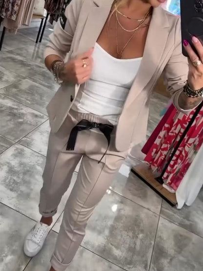 Casual Blazer Jogger Two Piece Set