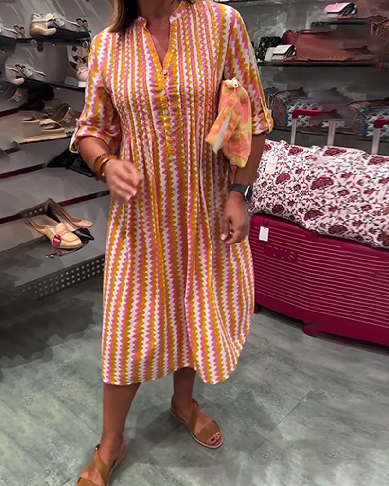 Shirt Dresses for Women Casual Long Sleeve Button Down Loose Striped Cotton Maxi Shirt Dress - Seldom Seen Styles