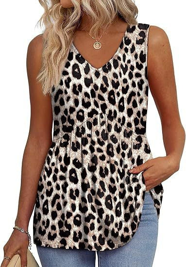 Womens Tank Tops 2025 Flowy Peplum Tops for Women Dressy Sleeveless V Neck Babydoll Tank Tops - Seldom Seen Styles