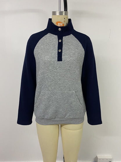 Womens Sweatshirt Casual Textured Long Sleeve Henley Button V Neck Loose Pullover 2025 Trendy Fall Outfits Tops