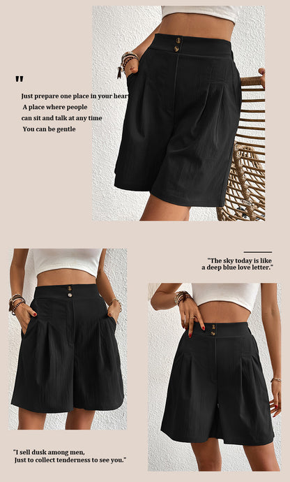 Womens Shorts Dressy Casual 2025 Trendy Summer Elastic High Waisted Pleated Side Slit Business Work Shorts Pockets